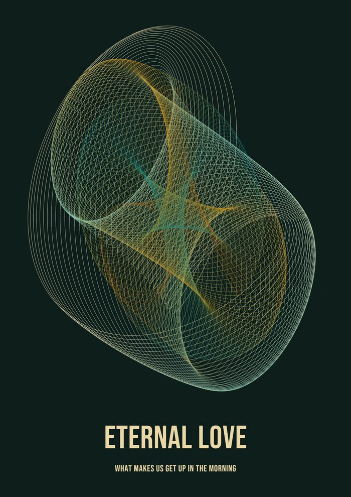 Poster: Eternal Love, harmonograph lines