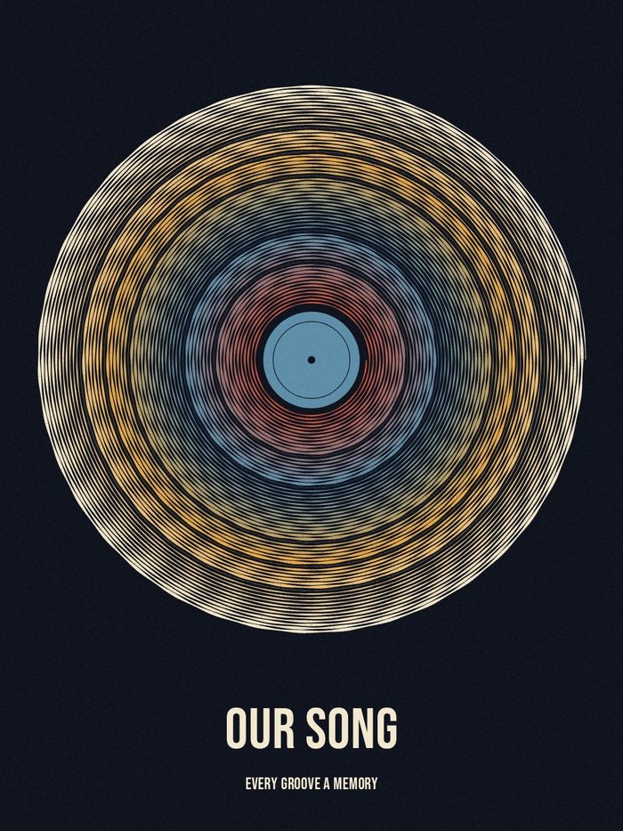 Poster: Our Song, a melody drawn as a record